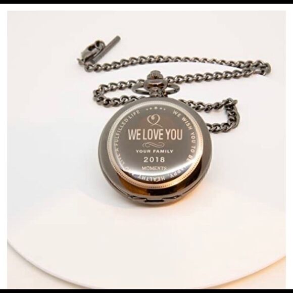 ?Unisex Pocket Watch with chain Engraved main image 4